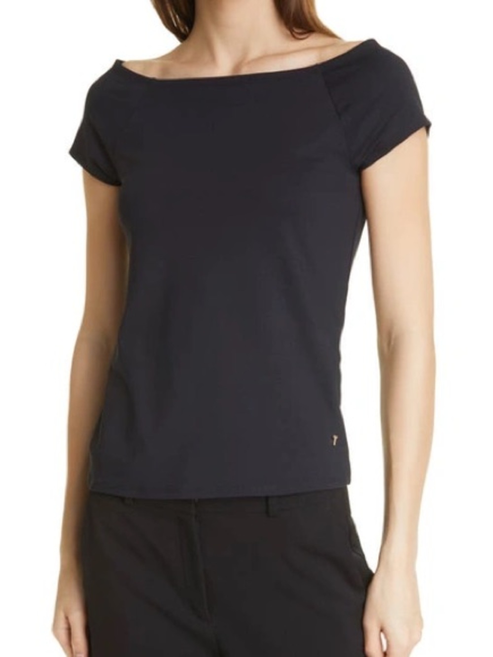 Ted Baker Indyaa Bardot Cap Sleeve Top In Black